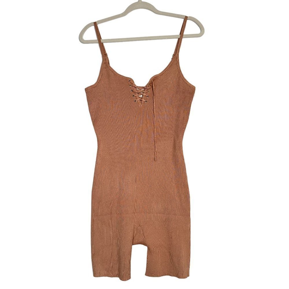 New Madden Girl Womens Lace-Up Ribbed Romper Size XL